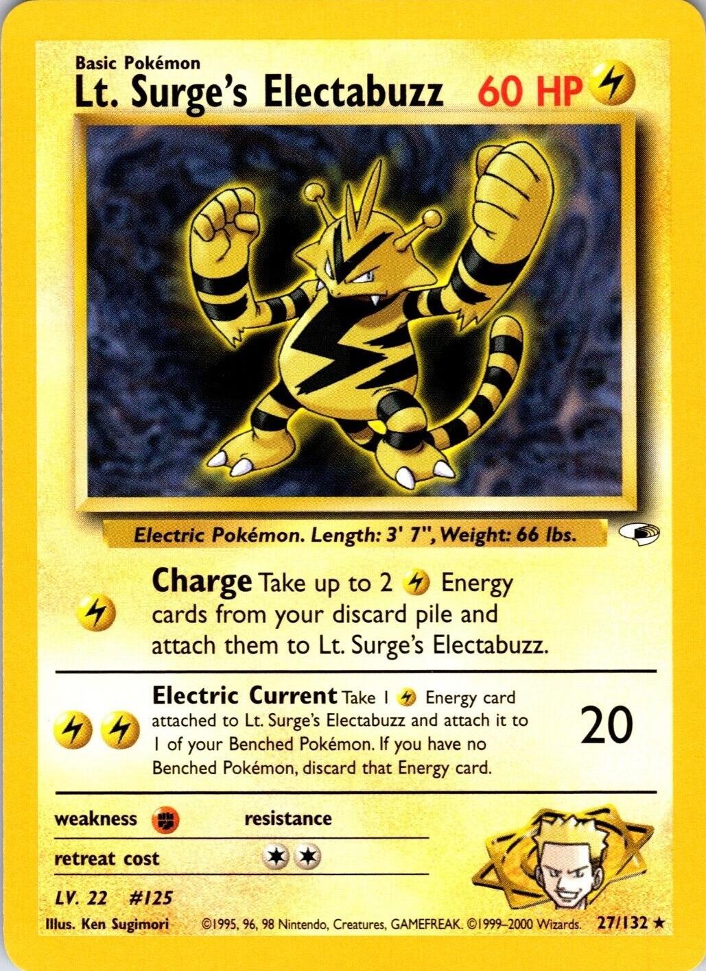 Gym Heroes Lt. Surge's Electabuzz Pokémon card